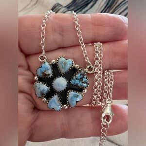 ❤️ Golden Hills Turquoise 925 Heart Shaped Cluster Pendant Southwestern 13.3 Gms